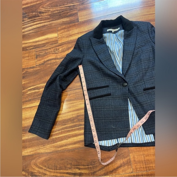 $678 VERONICA BEARD Gia Plaid Peak Lapel Dickey Jacket Blazer Blue/Navy size 8 - Picture 9 of 12
